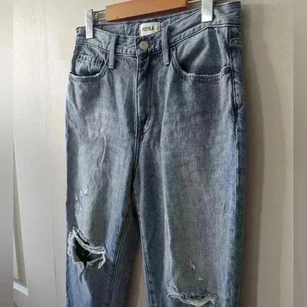 PISTOLA Jeans size 27 women Distressed Blue Color Crop - Picture 2 of 11